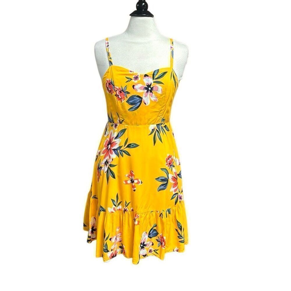 Old Navy Women’s Yellow Floral Spaghetti Strap Dress Size Small NEW